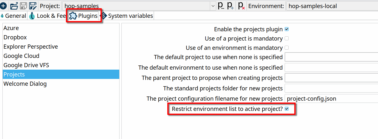 Restrict environment list to current project