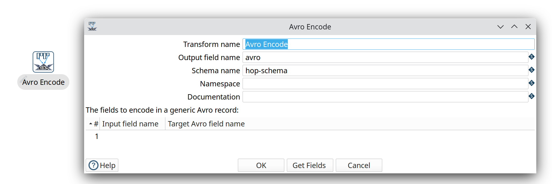 Avro Encode transform