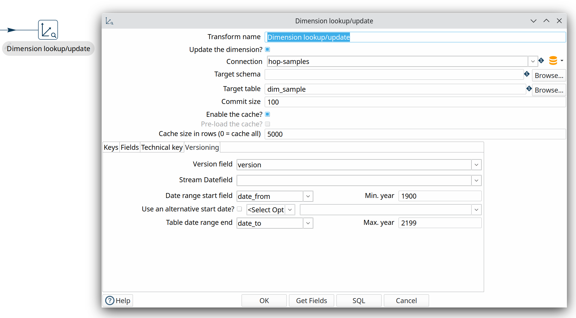 Dimension Lookup Update transform