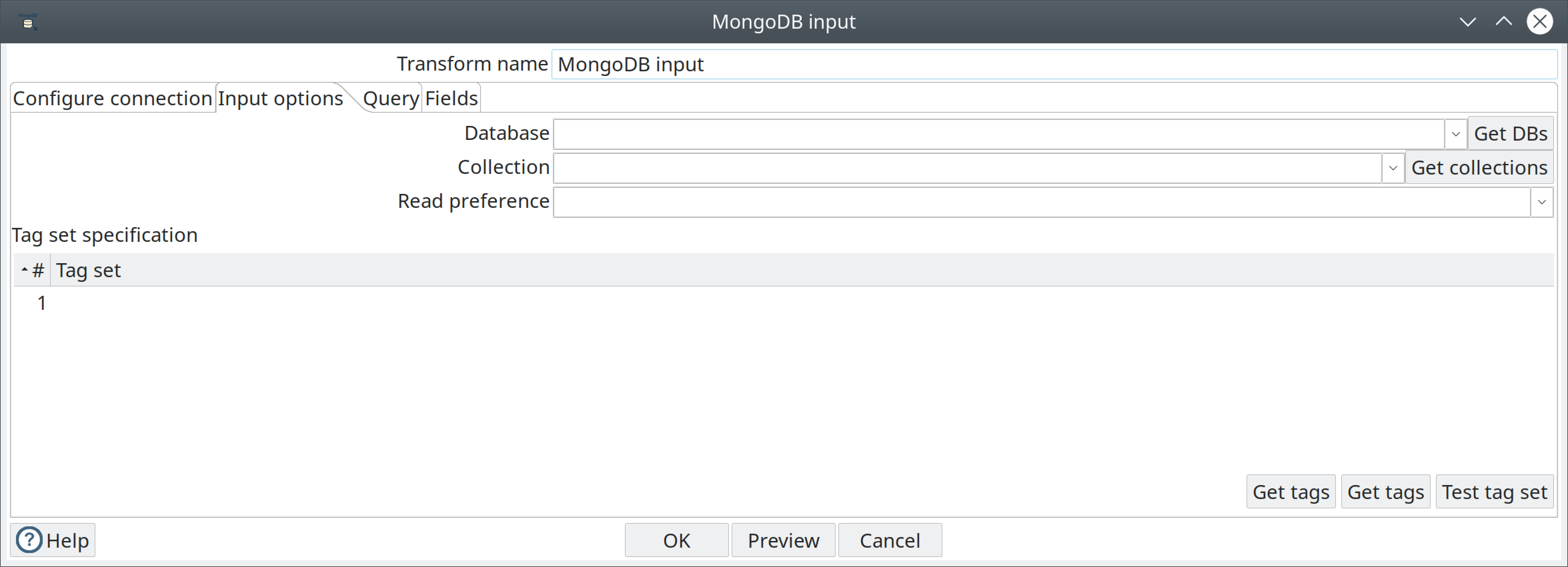 mongodb input screenshot input tab