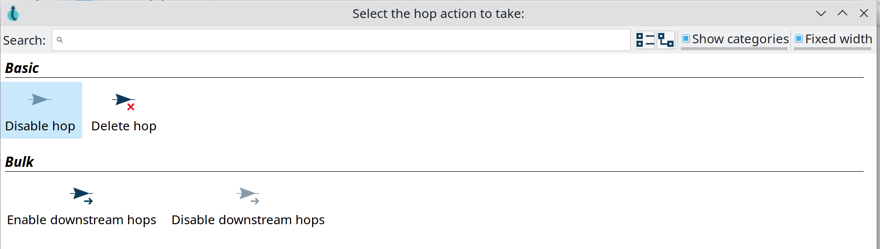 Hop Gui Popup Dialog - Pipeline Hop Options