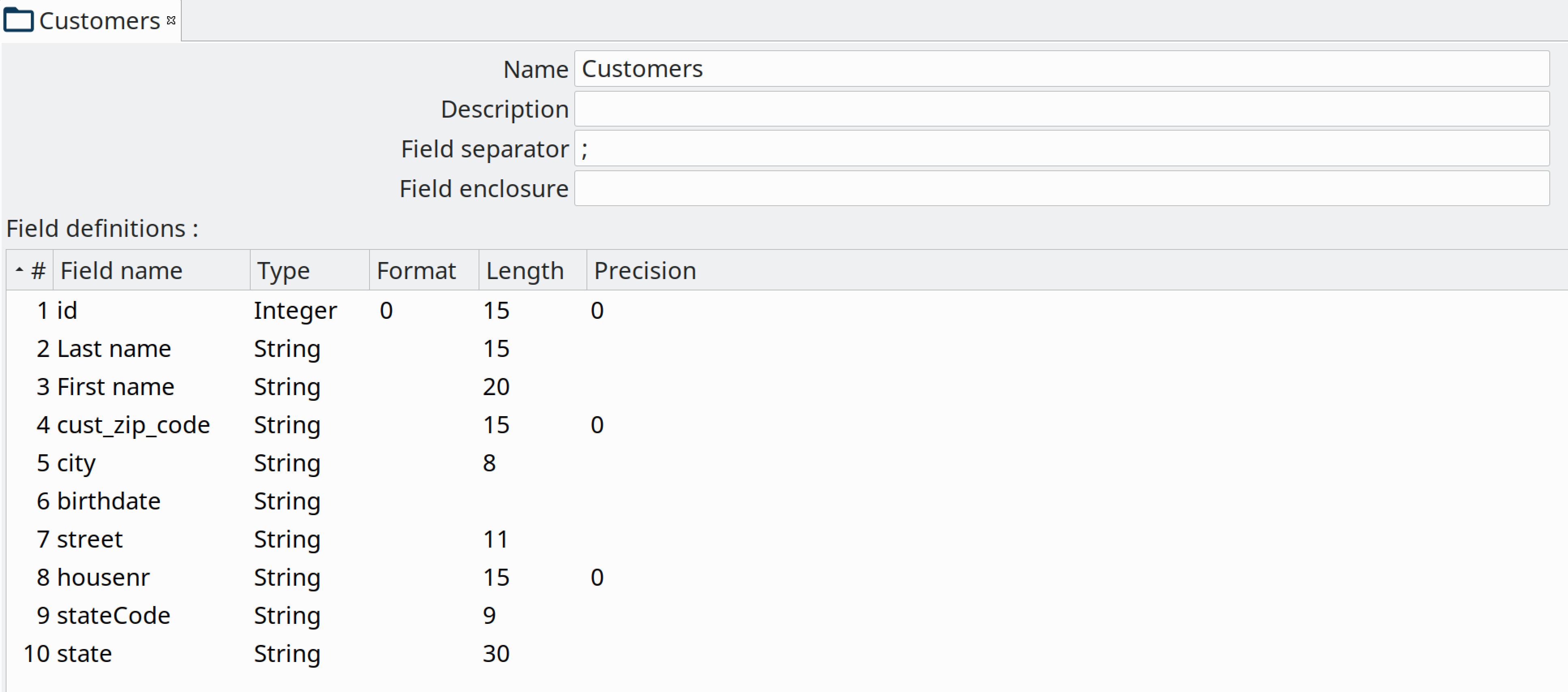 Beam File Definition example