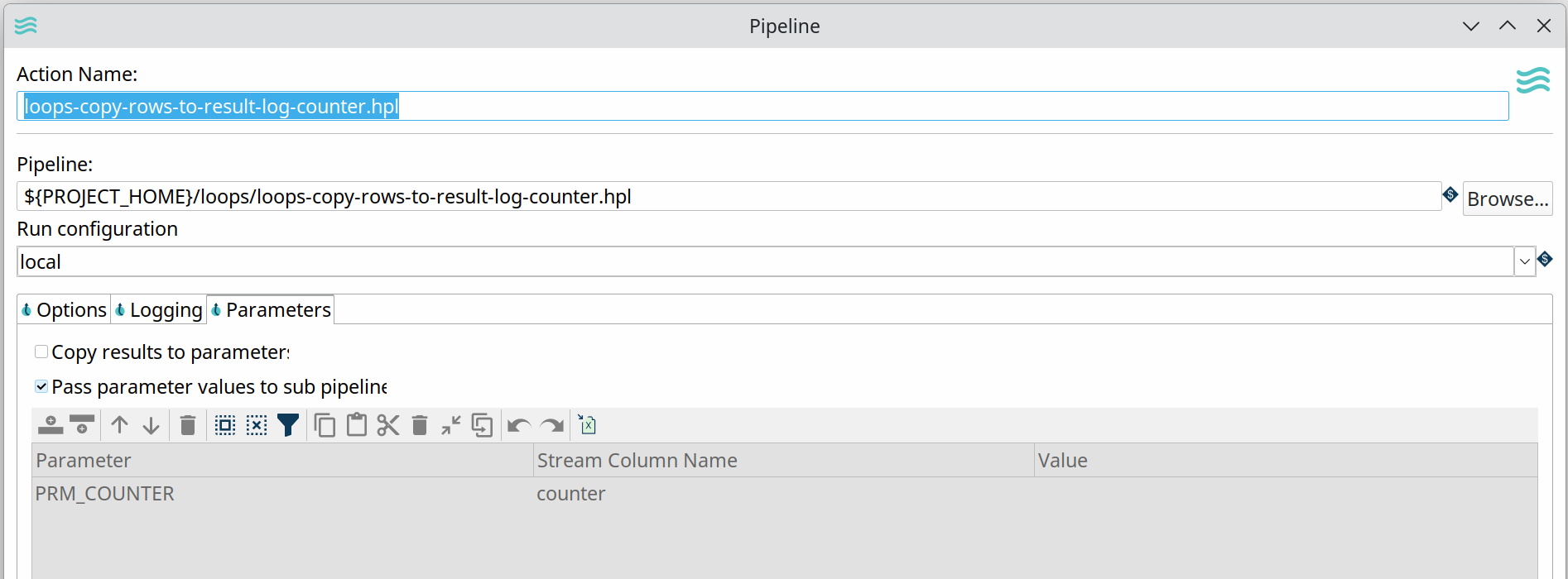 Cpy rows to result - parameters