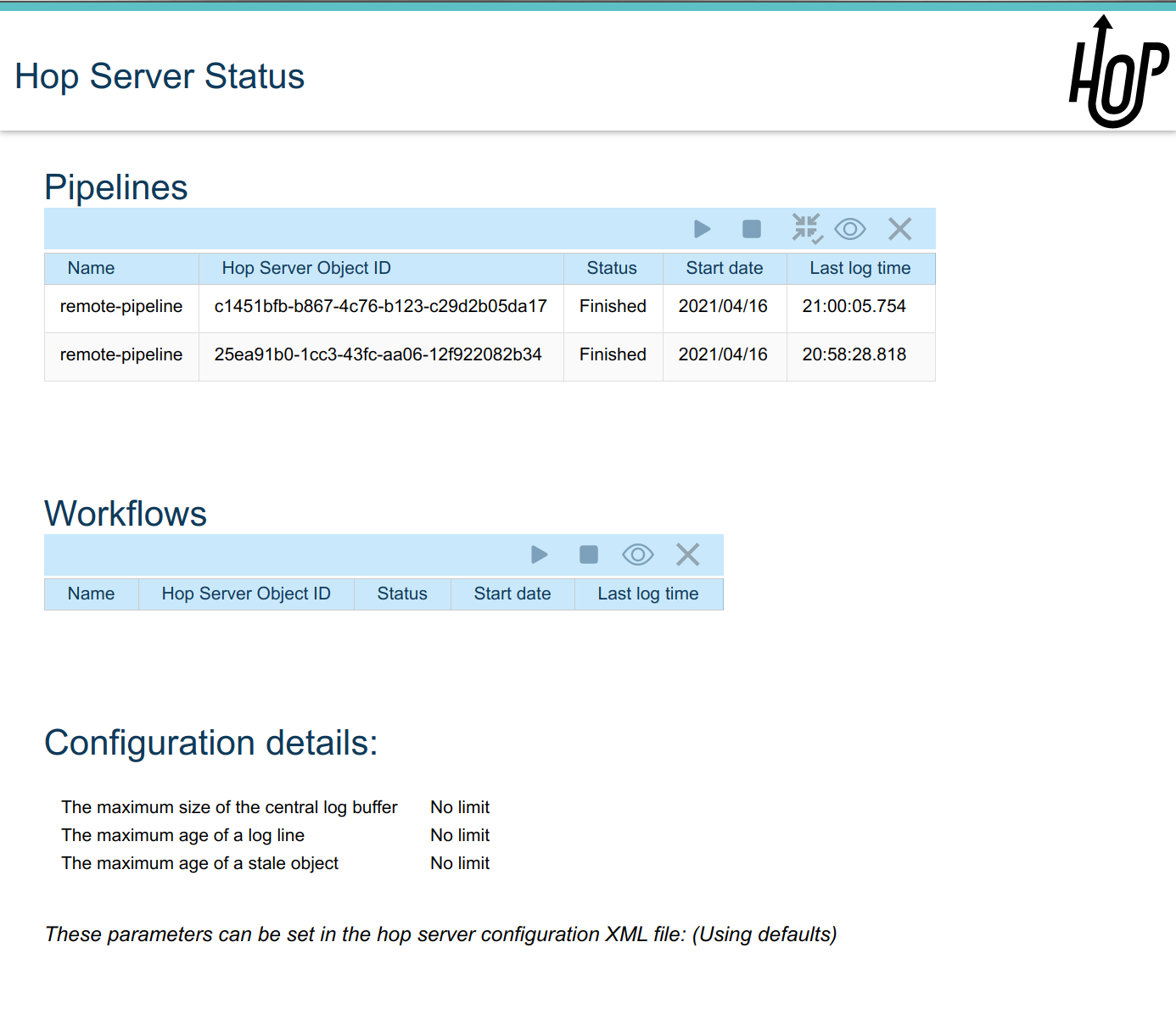 Hop Server Status