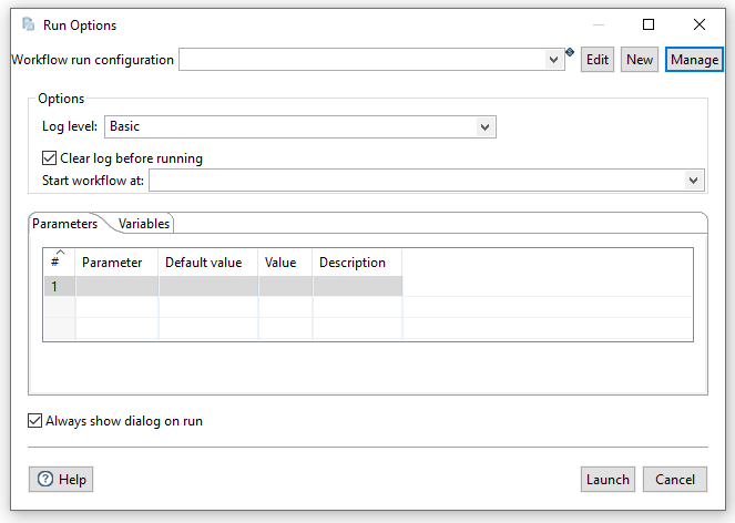 Workflow Run configuration