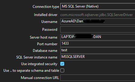 MS SqlServer connection example