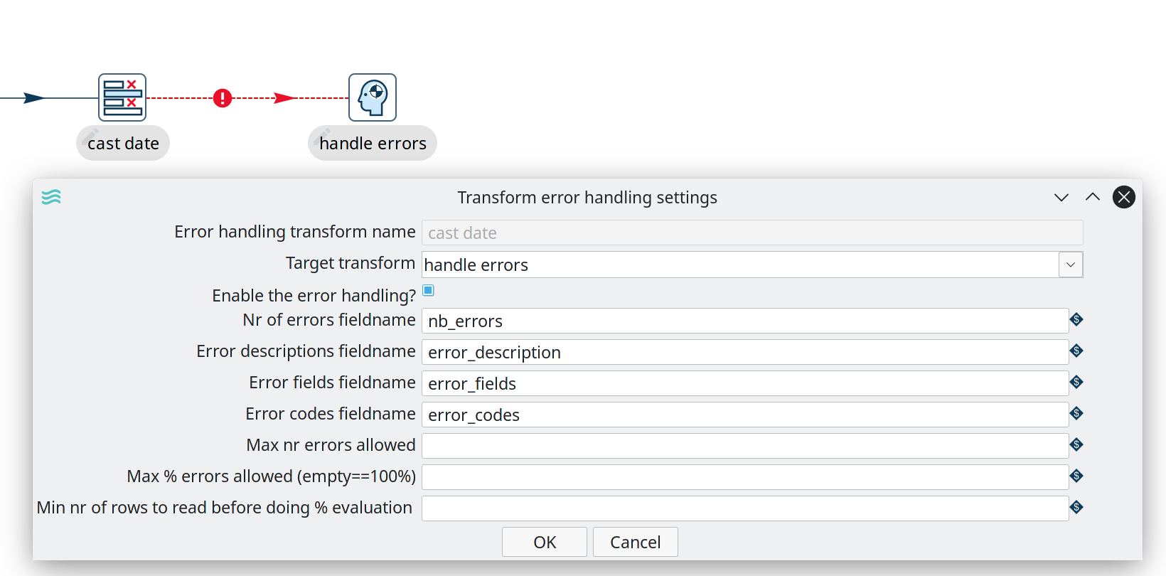 Error handling dialog