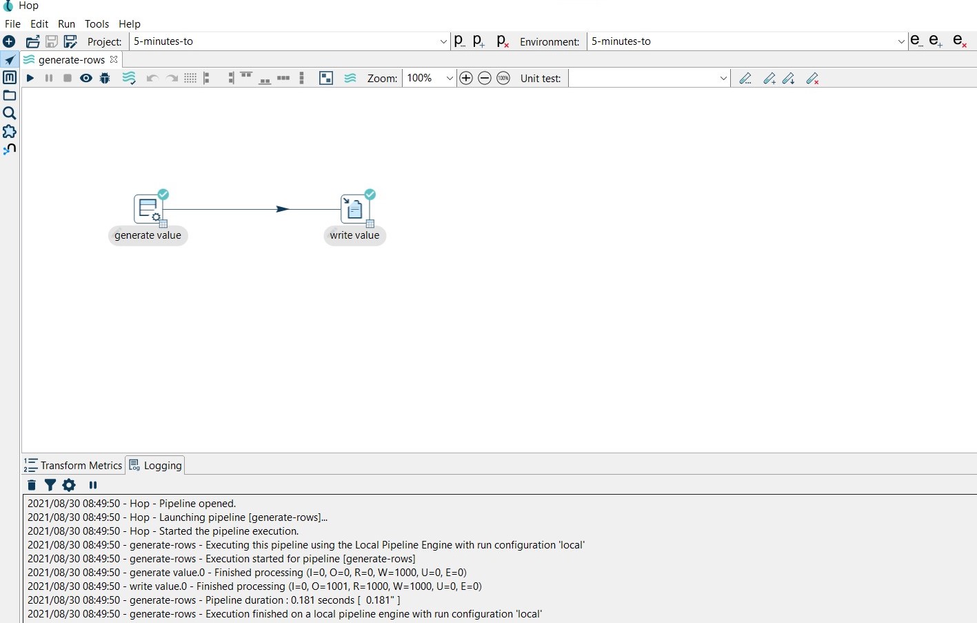 run pipeline logging