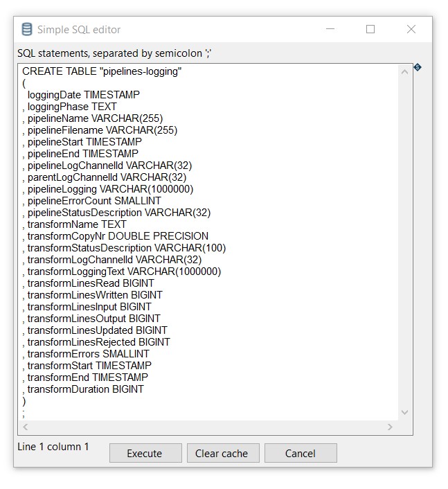 create table DDL statement