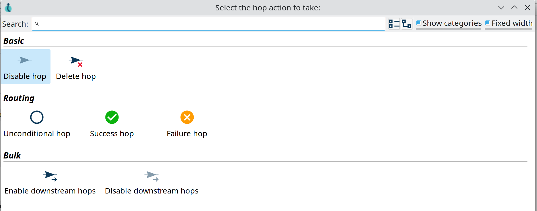 Hop Gui Popup Dialog - Workflow Hop Options