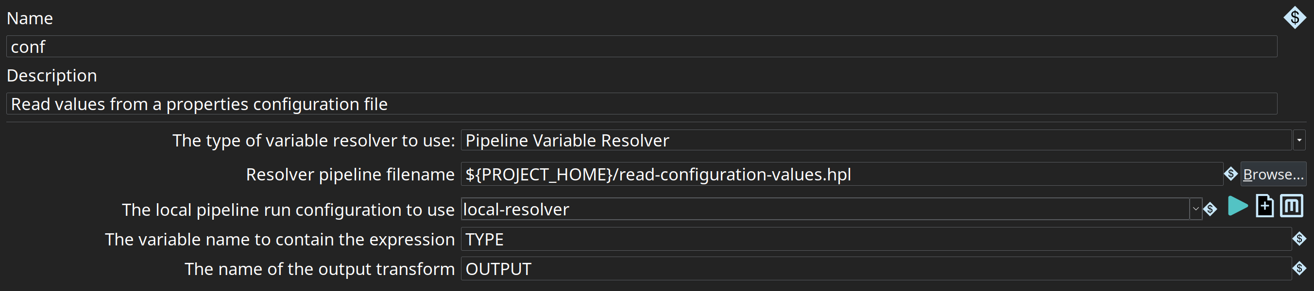 pipeline variable resolver conf