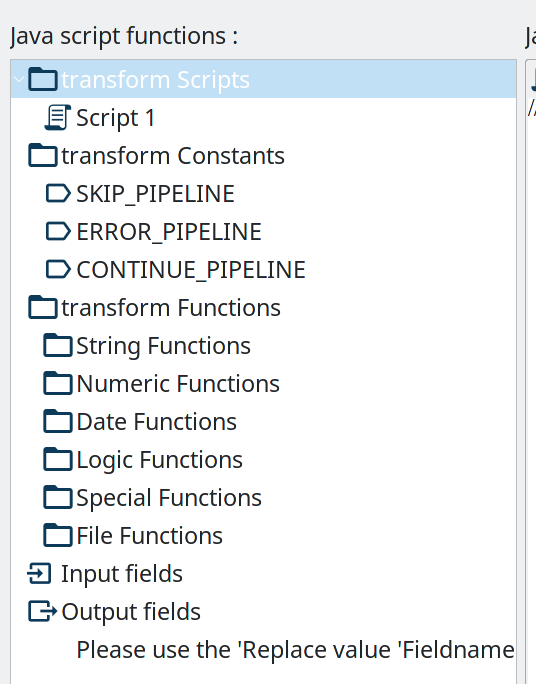 Javascript Functions Panel