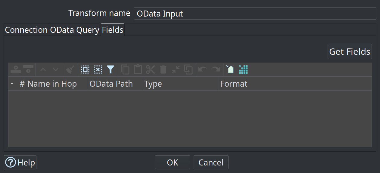 OData input Fields Tab