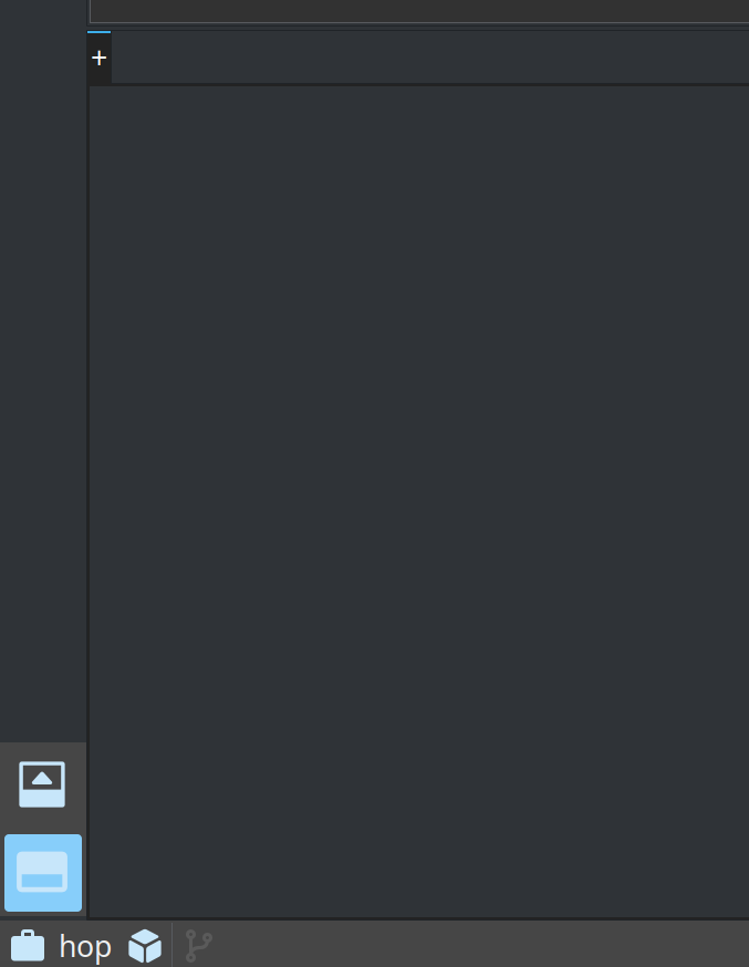 The bottom panel open and empty