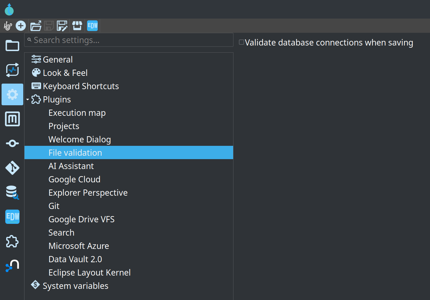 Validate database connections when saving