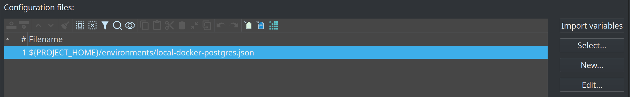 Environment configuration files