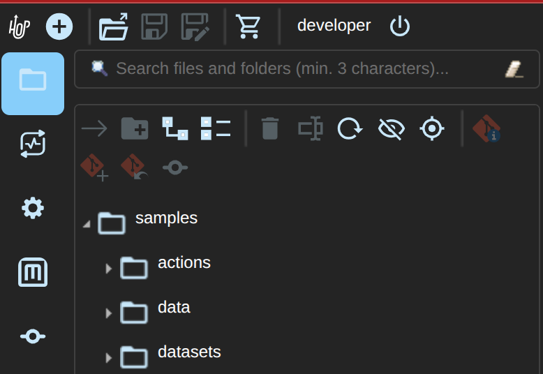 Hop Web toolbar with signed-in username and Log off
