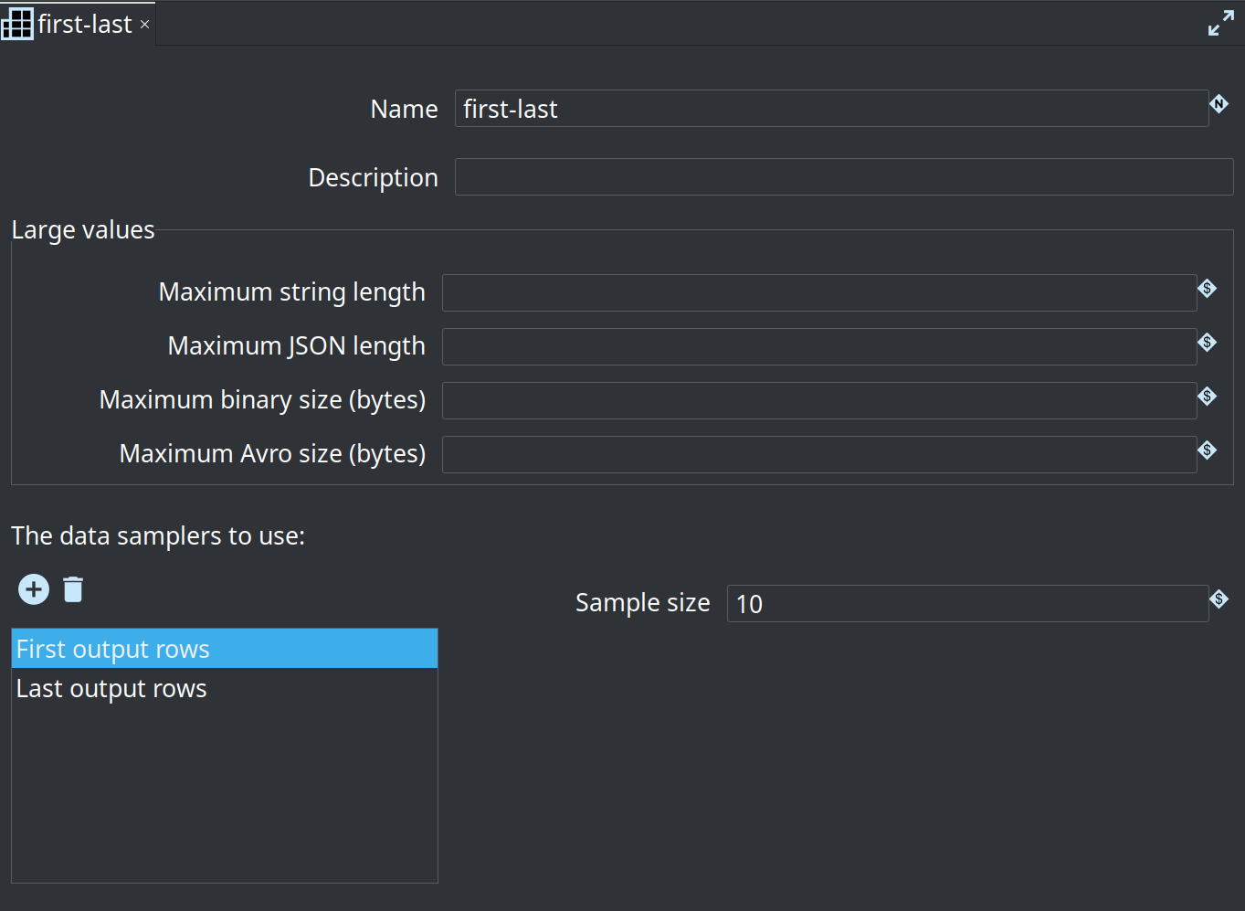 Execution data profile editor