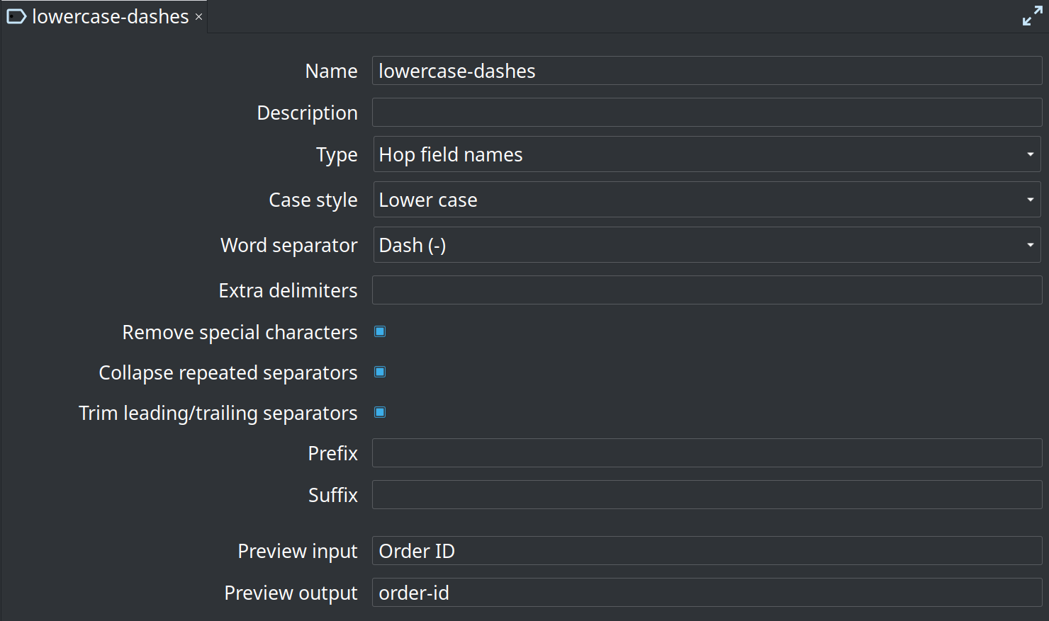 Naming Scheme editor