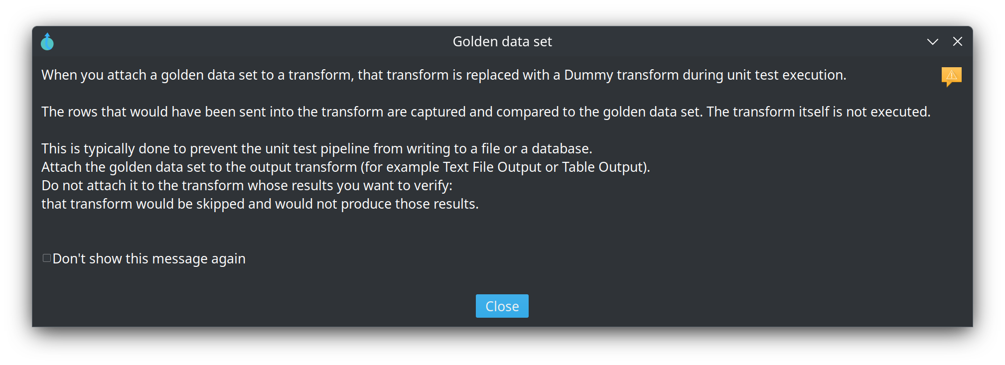 Golden data set replacement notice