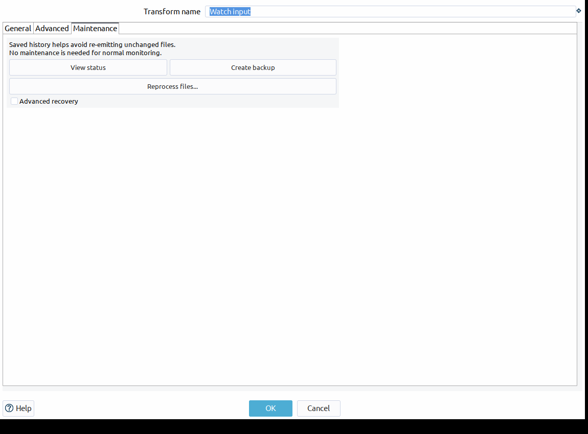 Watch Files Maintenance actions