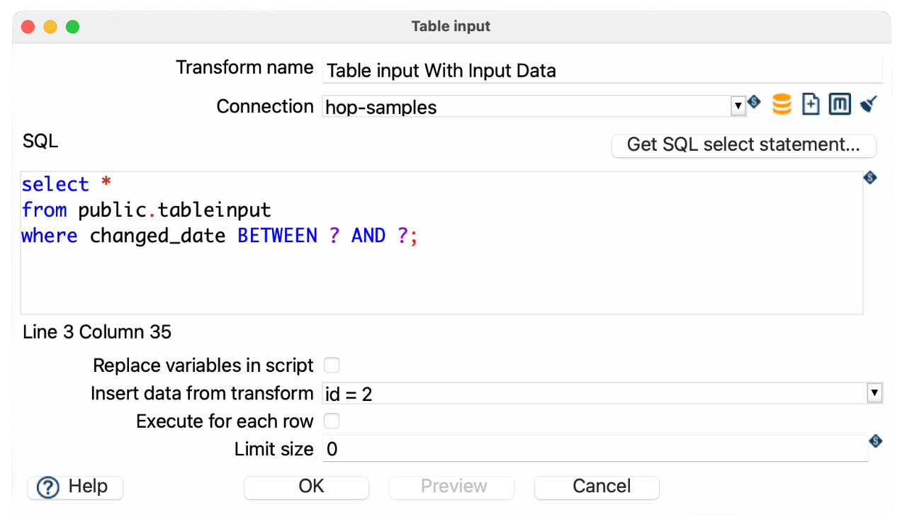 Using a date range from a system transform